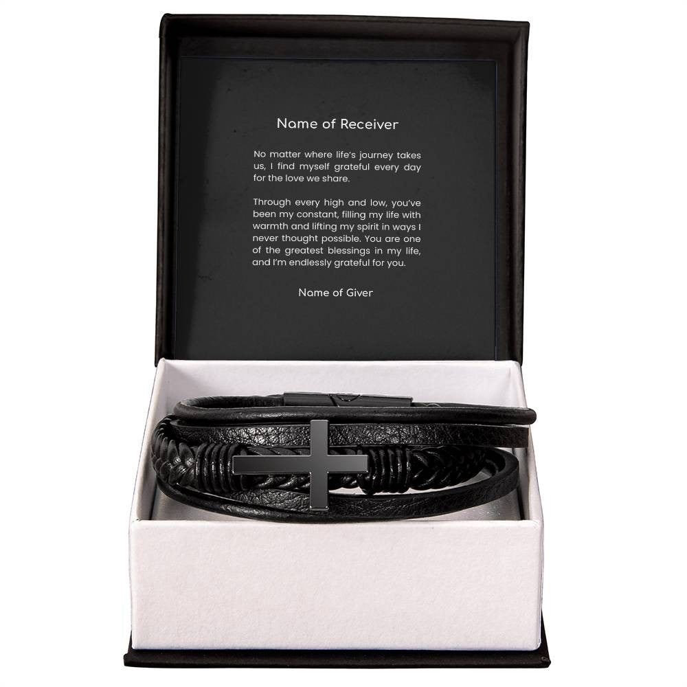 Leather Cross Bracelet - for Men
