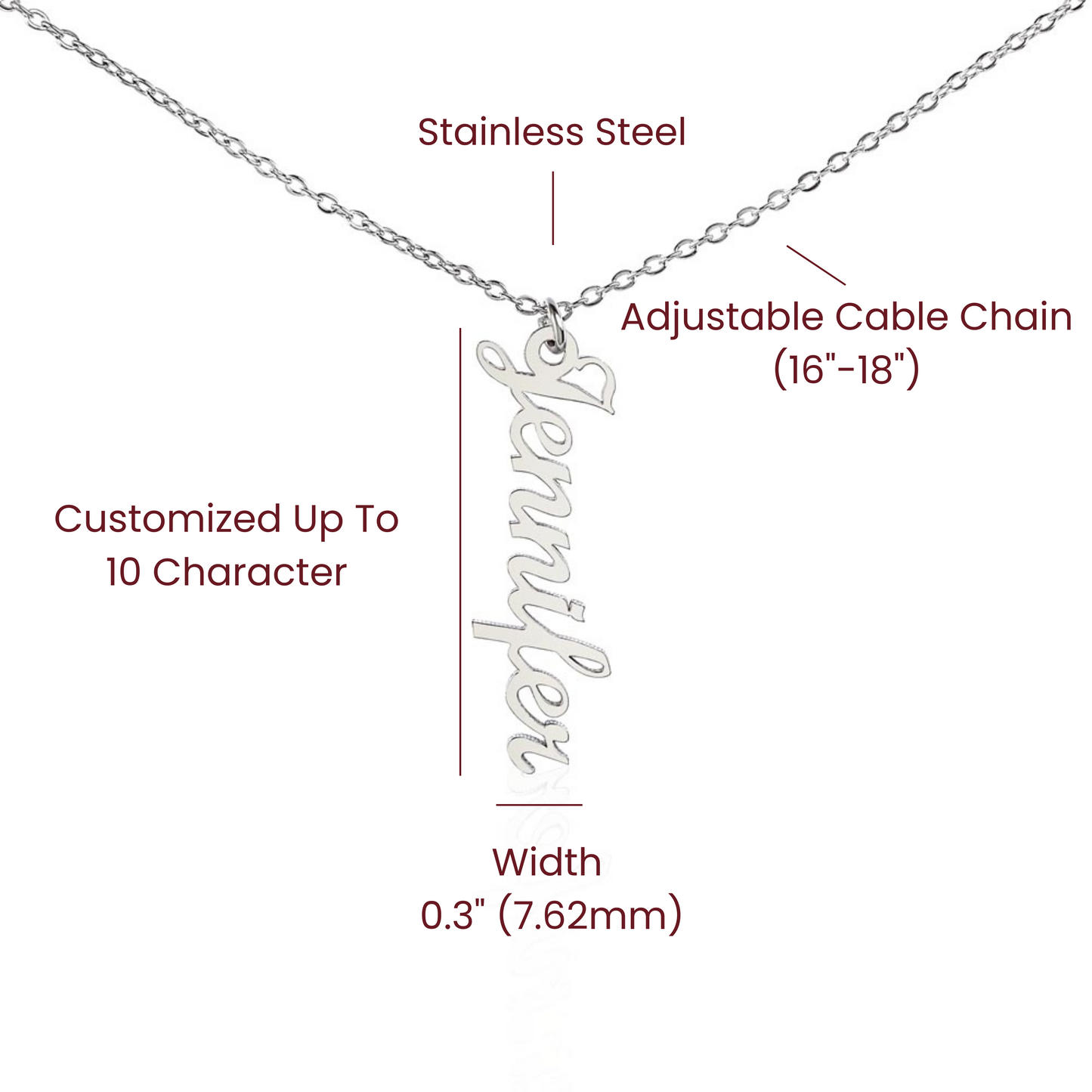 Custom Vertical Name Necklace - for Women