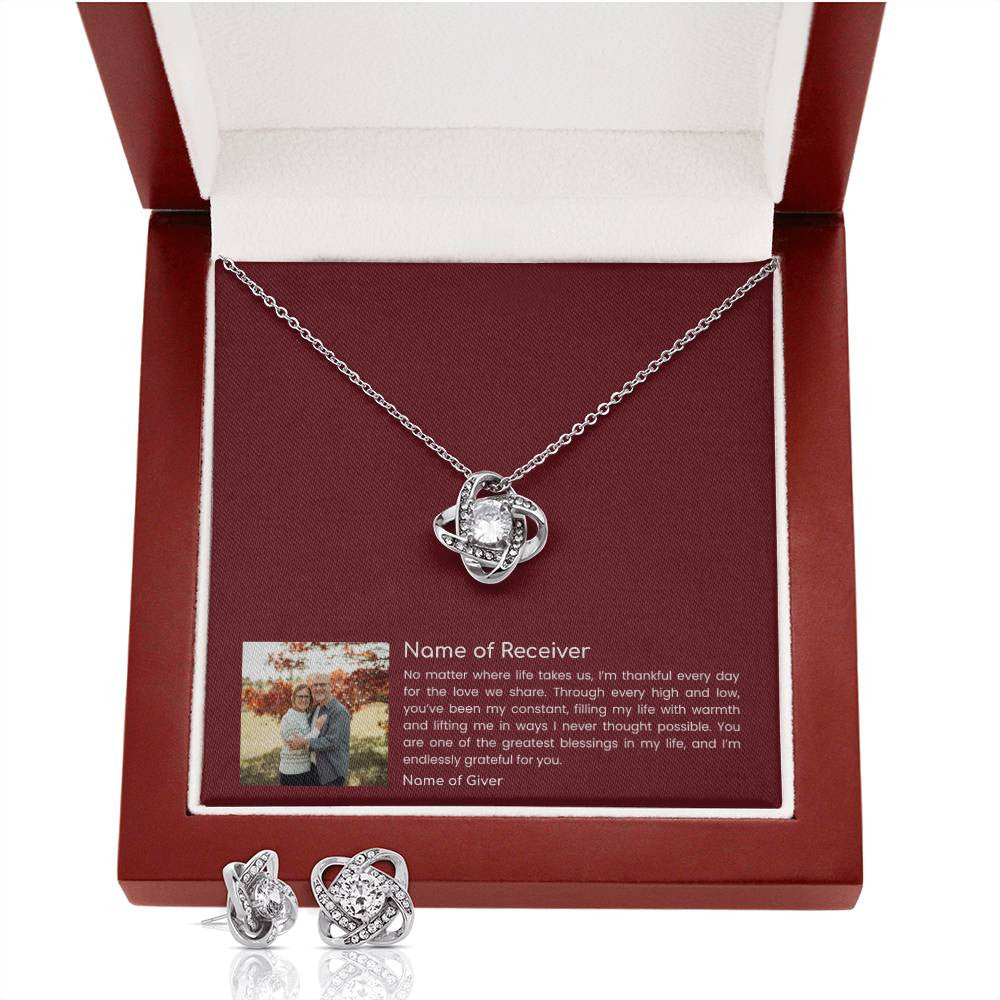 Love Knot Pendant & Earring Set Bundle - for Women