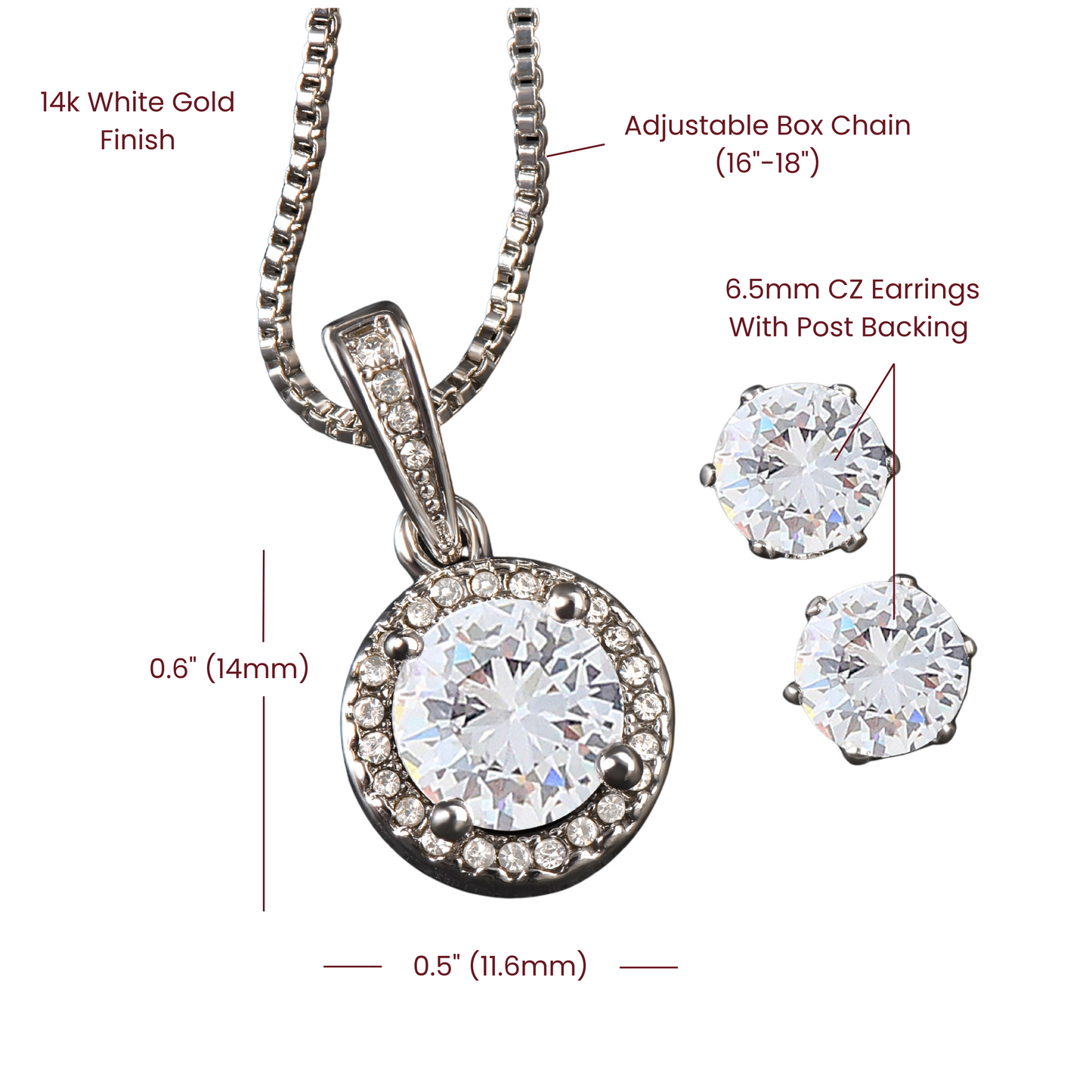 Eternal Hope Pendant and Clear CZ Earrings - for Women