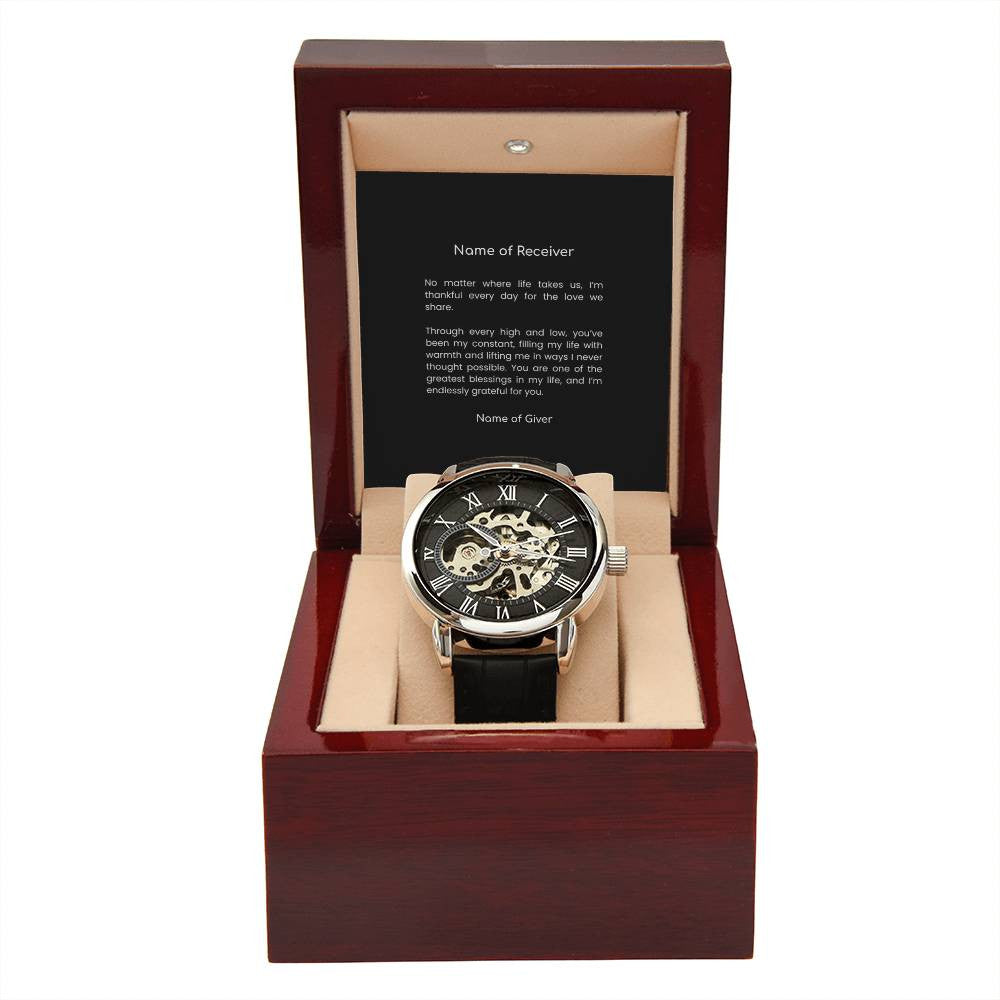 Skeleton Watch with Message Card - for Men