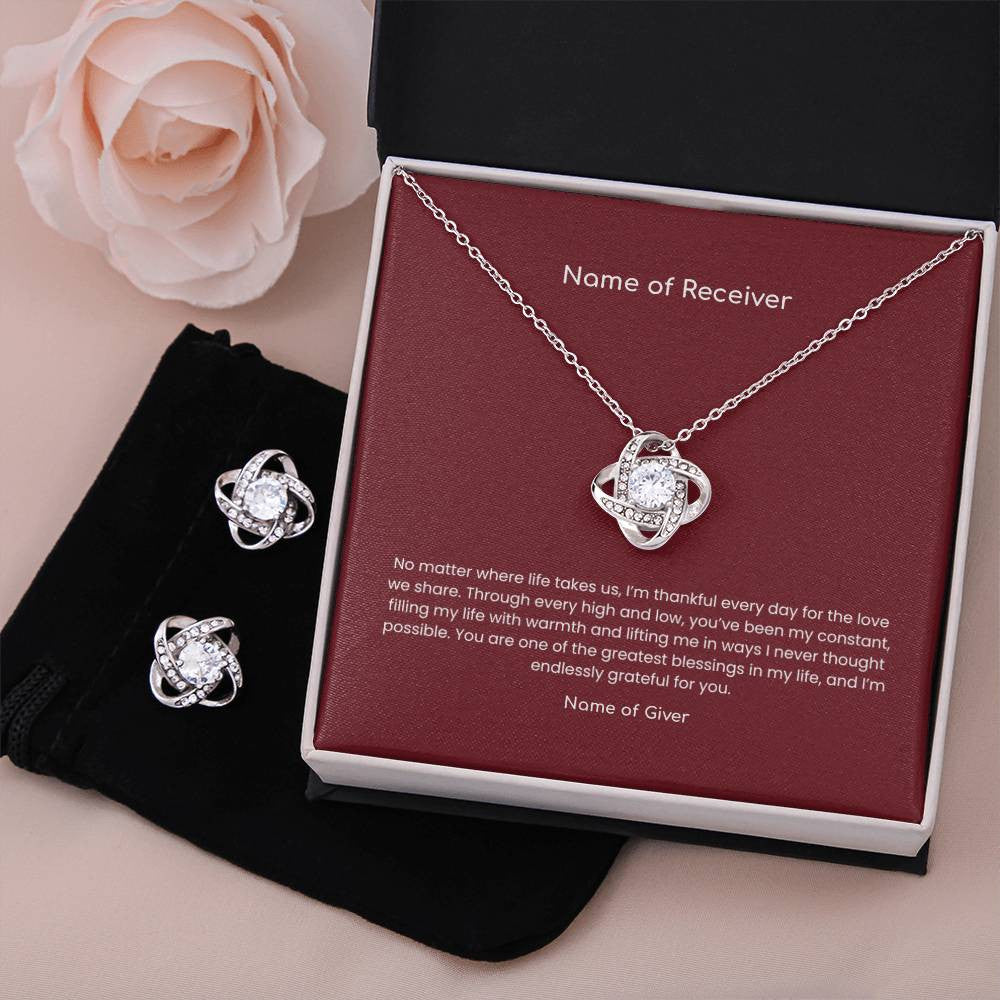 Love Knot Pendant & Earring Set Bundle - for Women