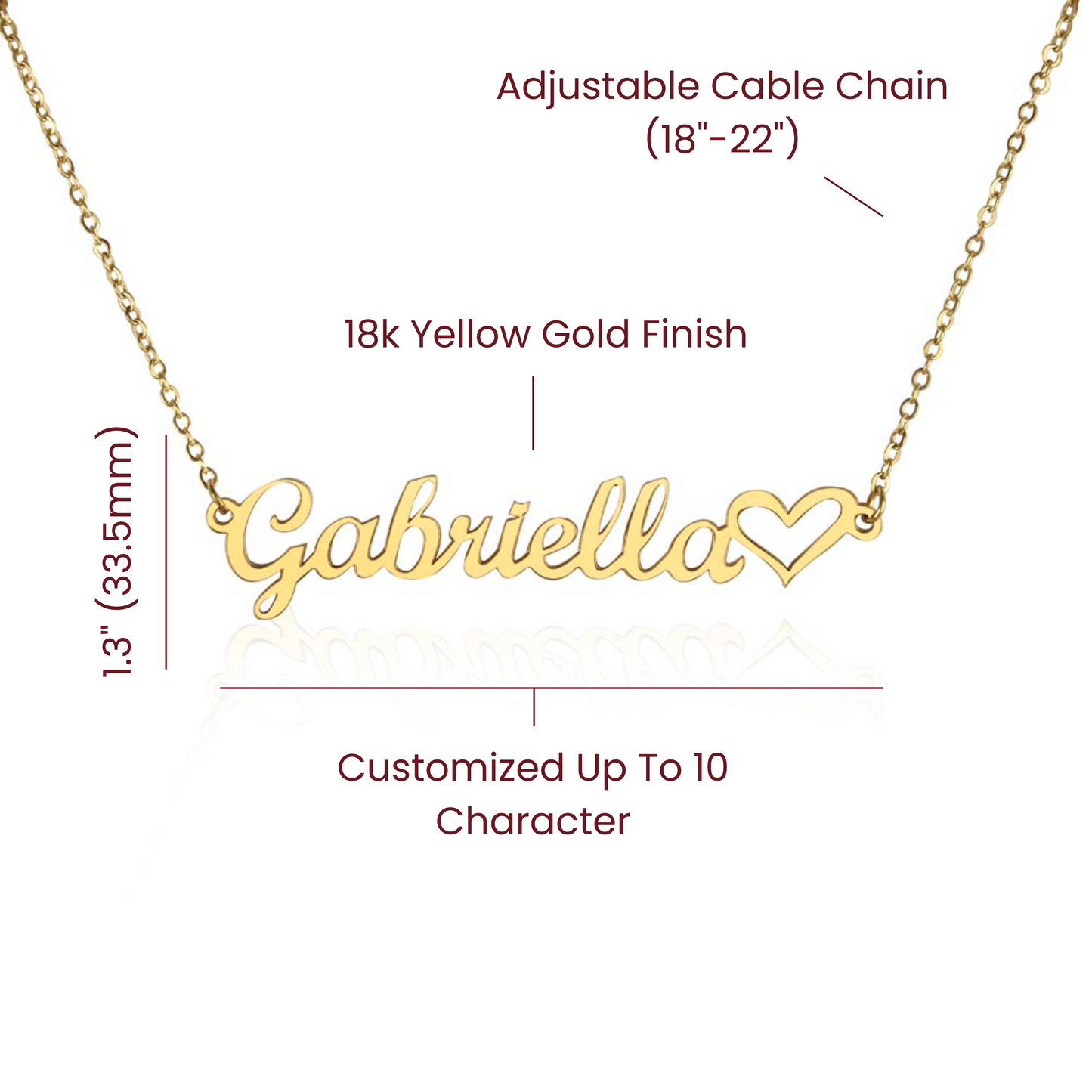 Custom Heart Name Necklace - for Women