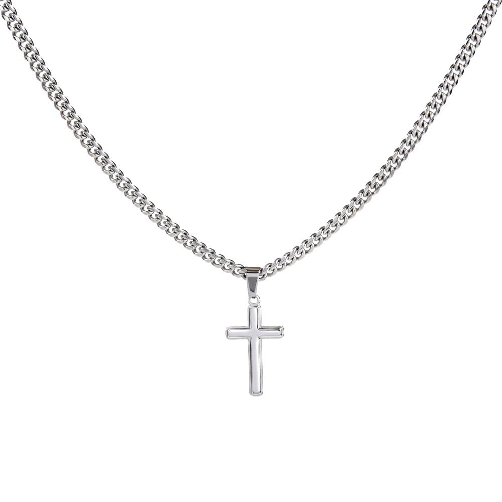 Cuban Link Cross Necklace with Message Card - for Men