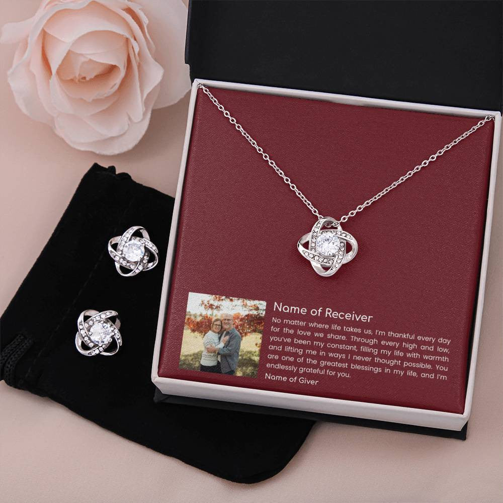 Love Knot Pendant & Earring Set Bundle - for Women