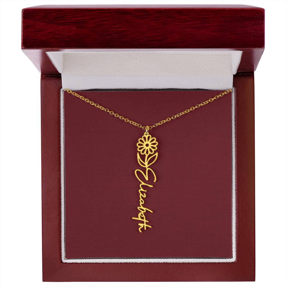 Custom Birth Flower Name Necklace - for Women