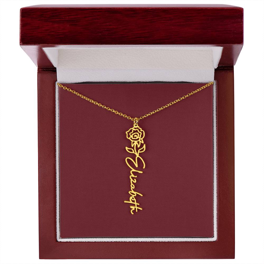 Custom Birth Flower Name Necklace - for Women