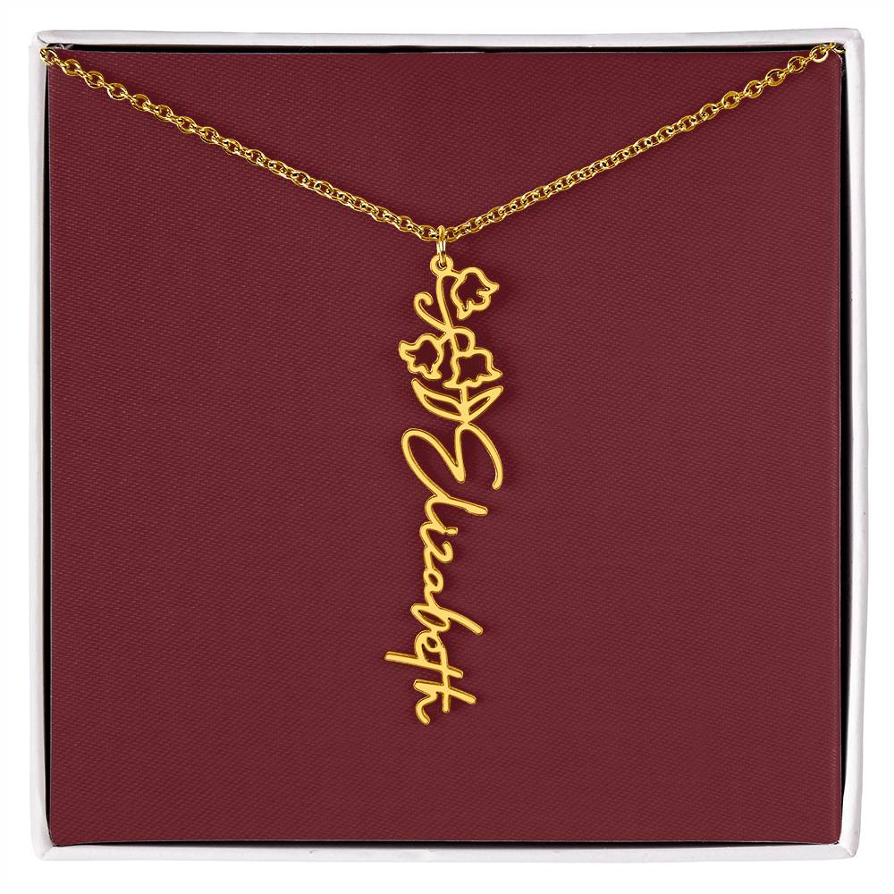 Custom Birth Flower Name Necklace - for Women