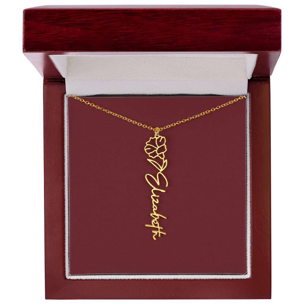 Custom Birth Flower Name Necklace - for Women