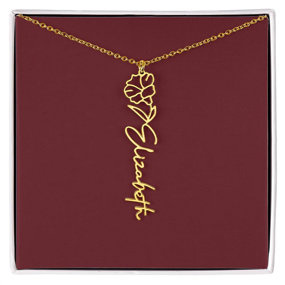 Custom Birth Flower Name Necklace - for Women