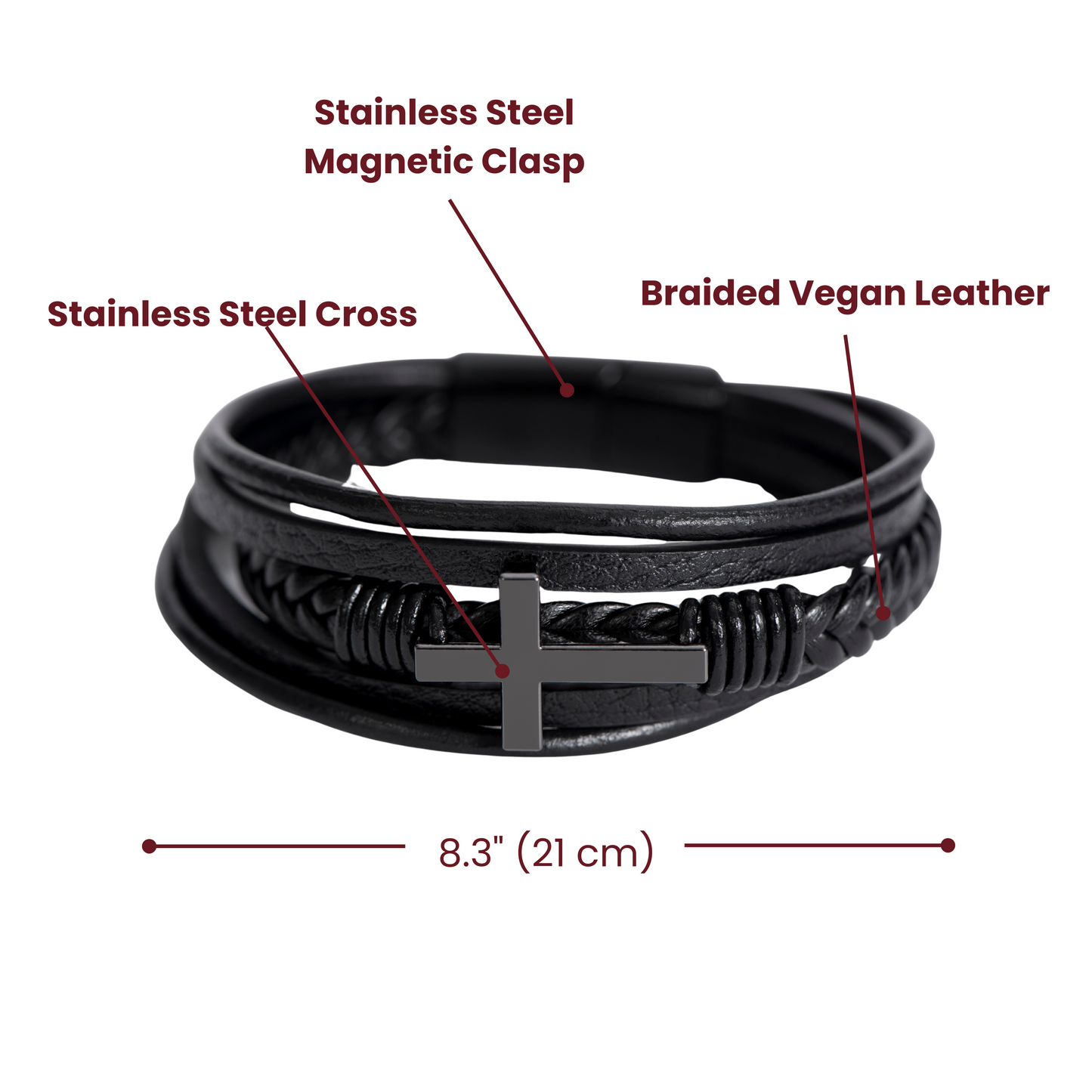 Leather Cross Bracelet - for Men