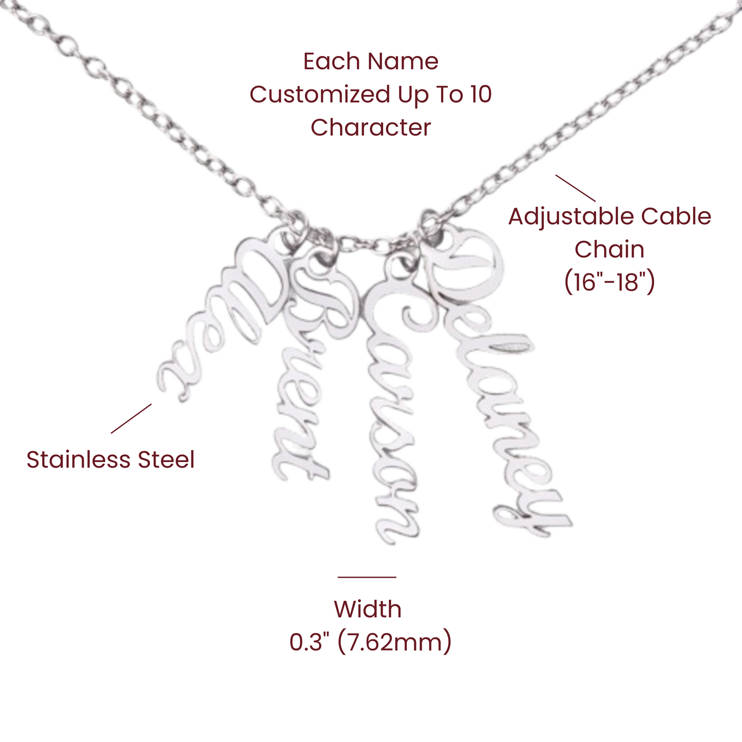 Custom Multi Name Necklace - for Women