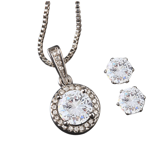 Eternal Hope Pendant and Clear CZ Earrings - for Women