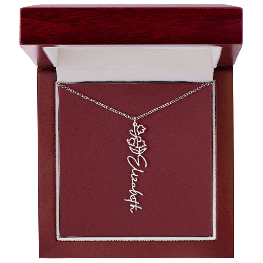 Custom Birth Flower Name Necklace - for Women