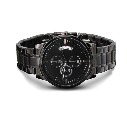 Personalized Engraved Black Chronograph Watch - for Men