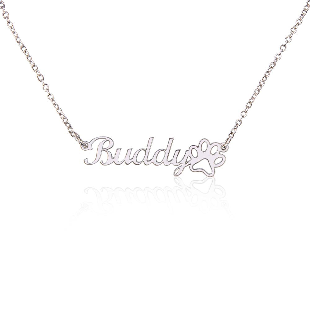 Custom Paw Print Name Necklace - for Women