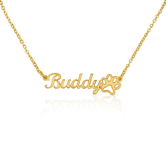 Custom Paw Print Name Necklace - for Women