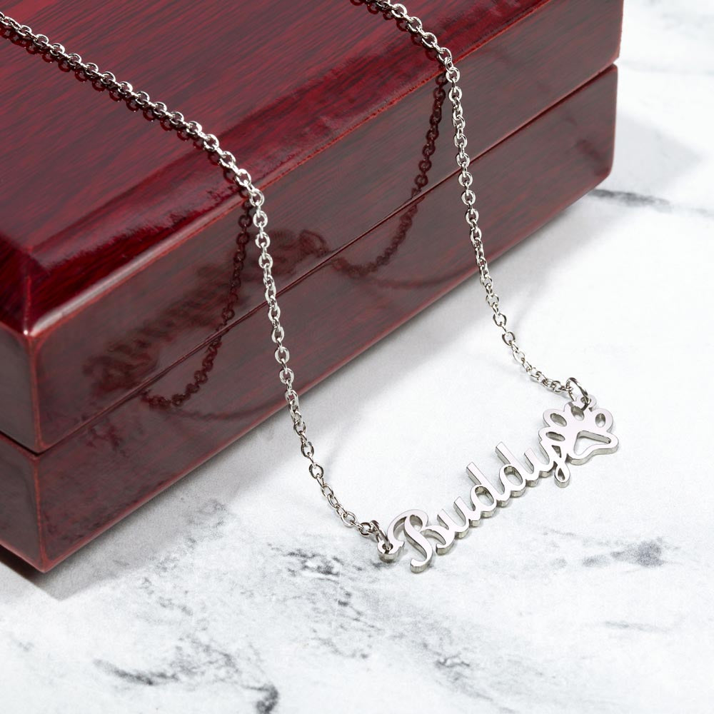 Custom Paw Print Name Necklace - for Women