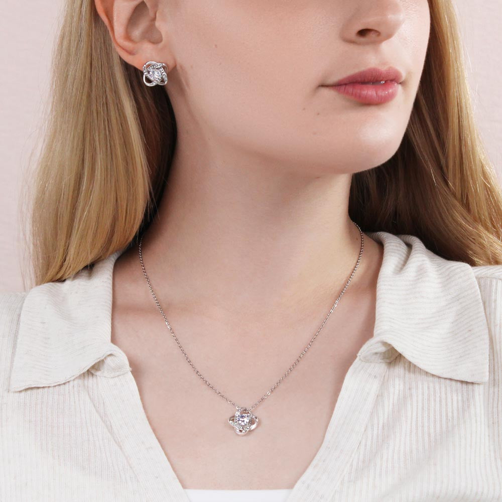Love Knot Pendant & Earring Set Bundle - for Women
