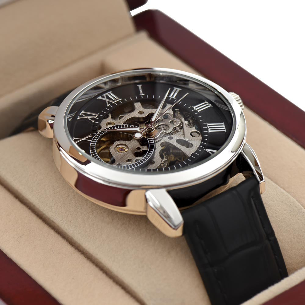 Skeleton Watch with Message Card - for Men