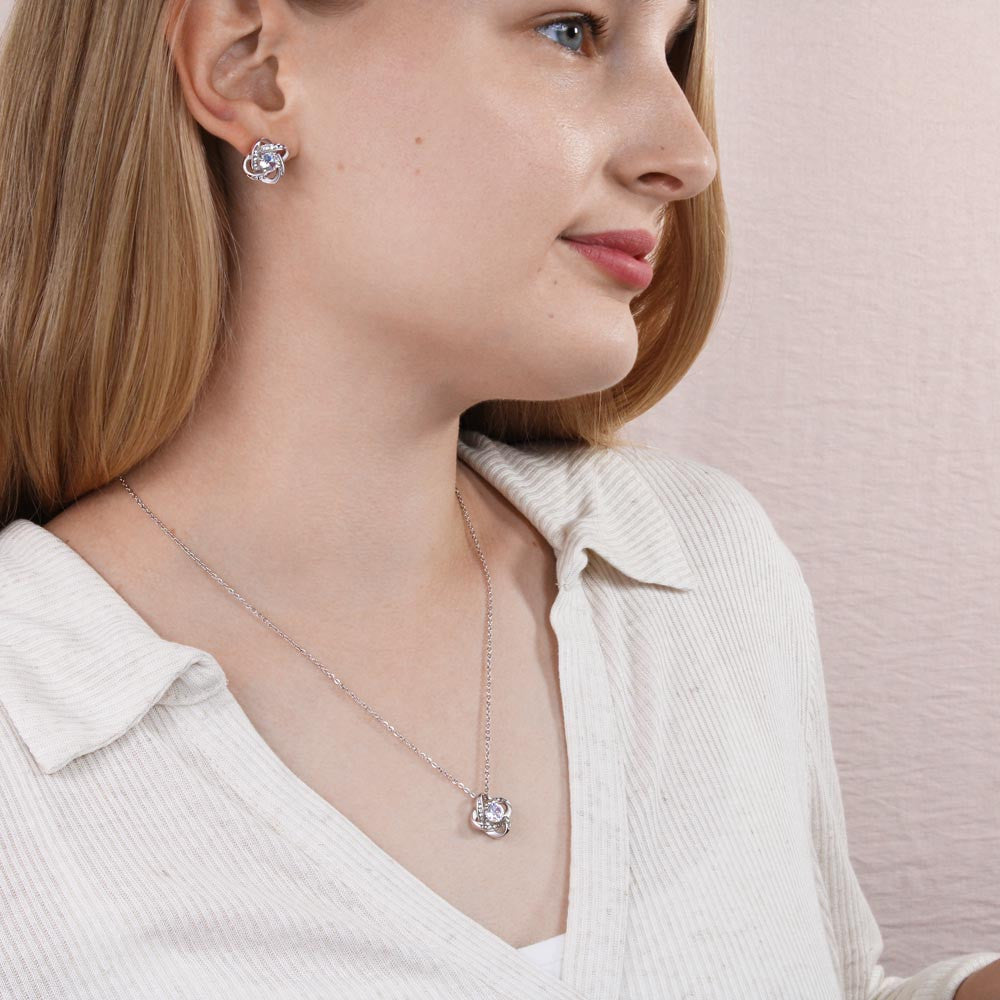 Love Knot Pendant & Earring Set Bundle - for Women