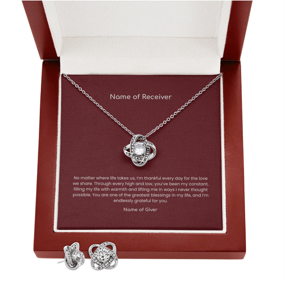 Love Knot Pendant & Earring Set Bundle - for Women