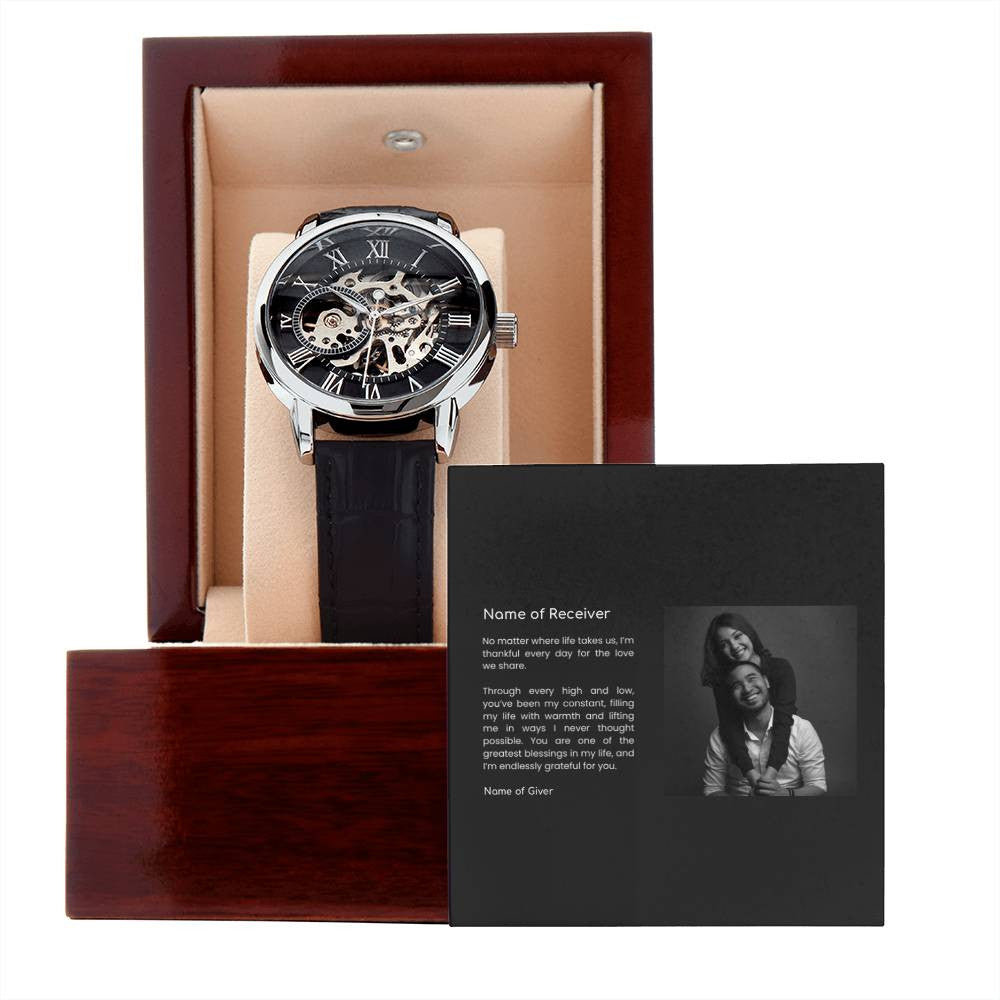 Skeleton Watch with Message Card - for Men
