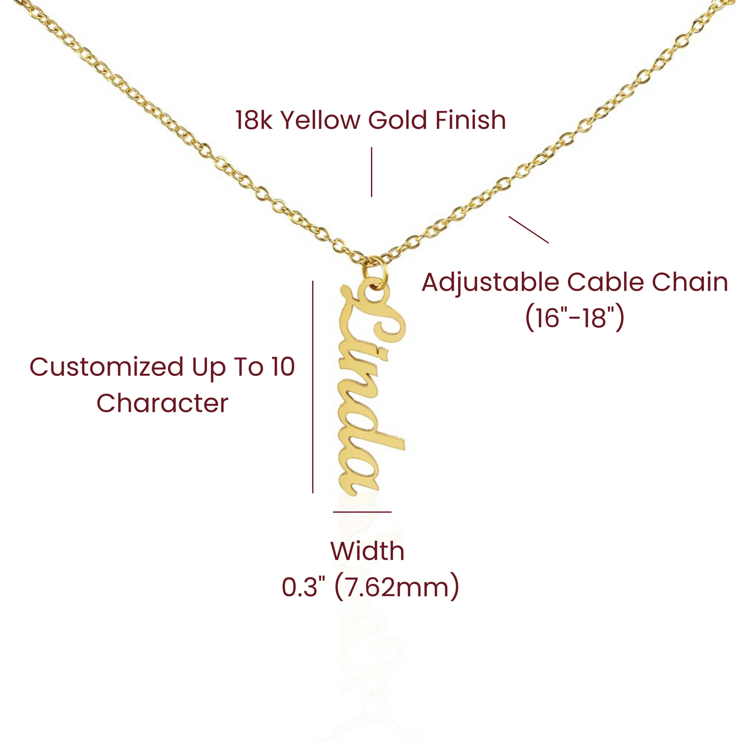 Custom Vertical Name Necklace - for Women