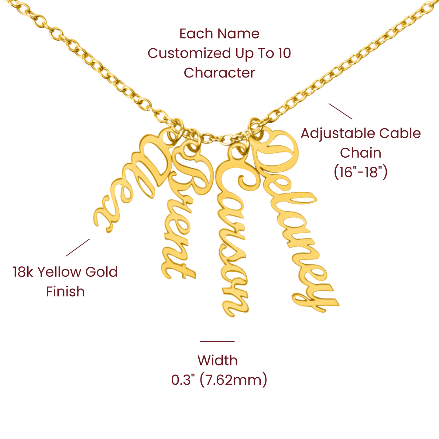 Custom Multi Name Necklace - for Women
