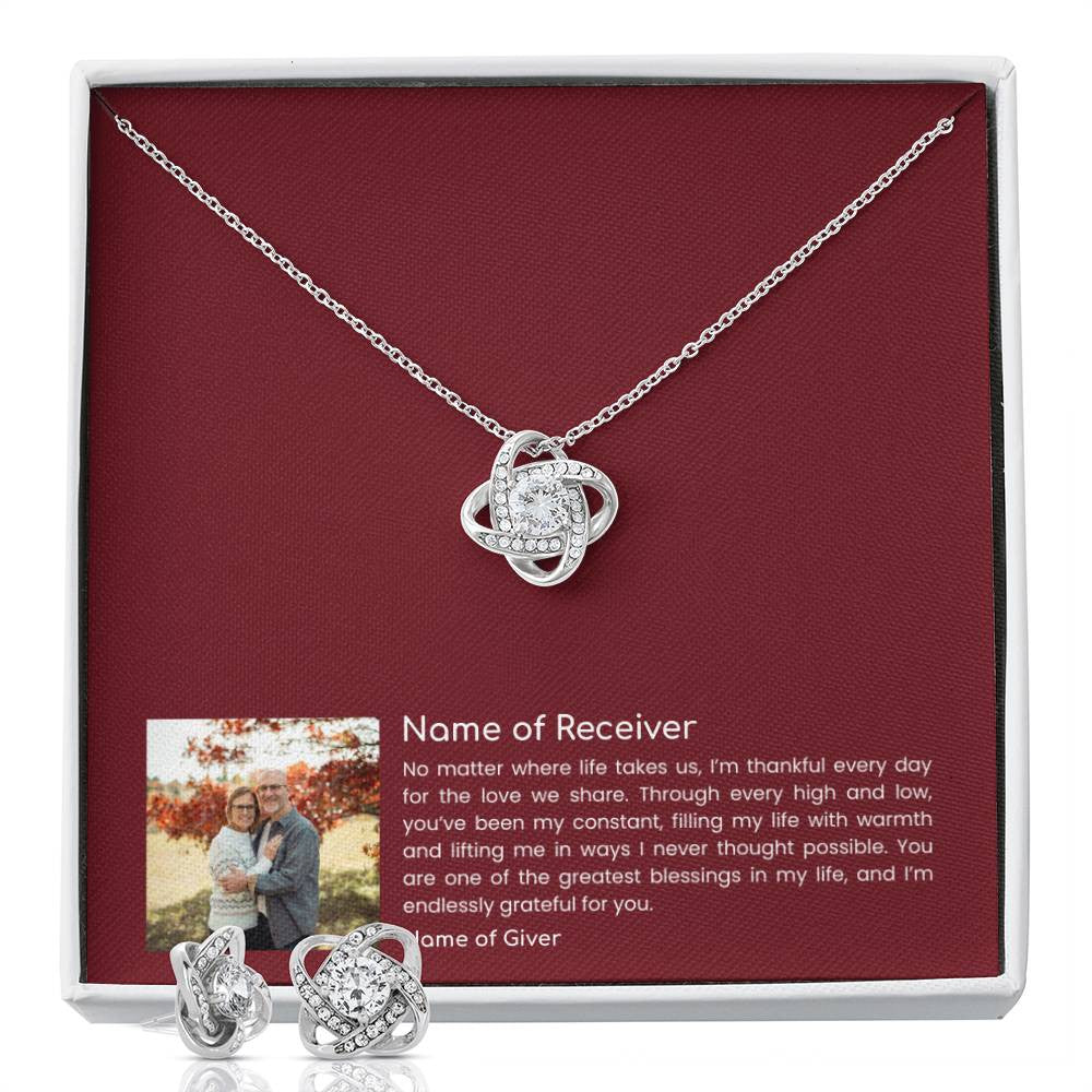 Love Knot Pendant & Earring Set Bundle - for Women