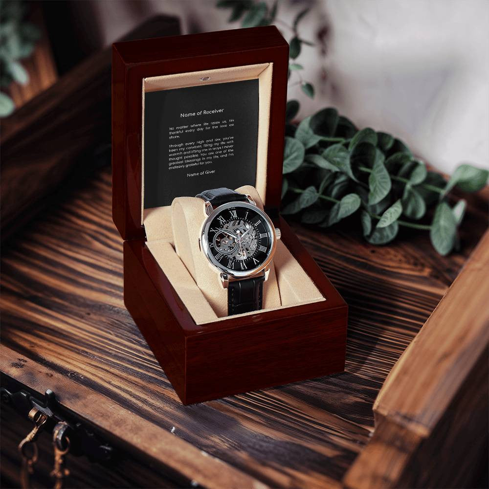 Skeleton Watch with Message Card - for Men
