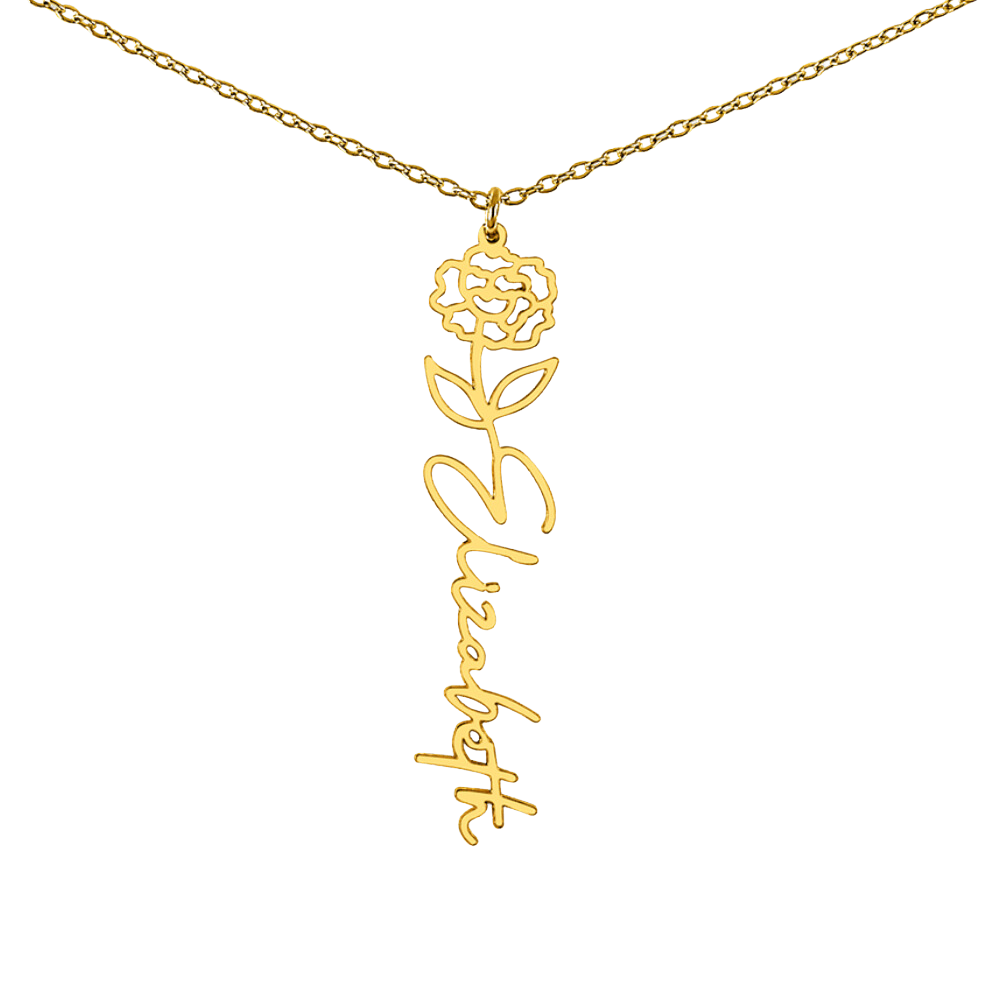 Custom Birth Flower Name Necklace - for Women