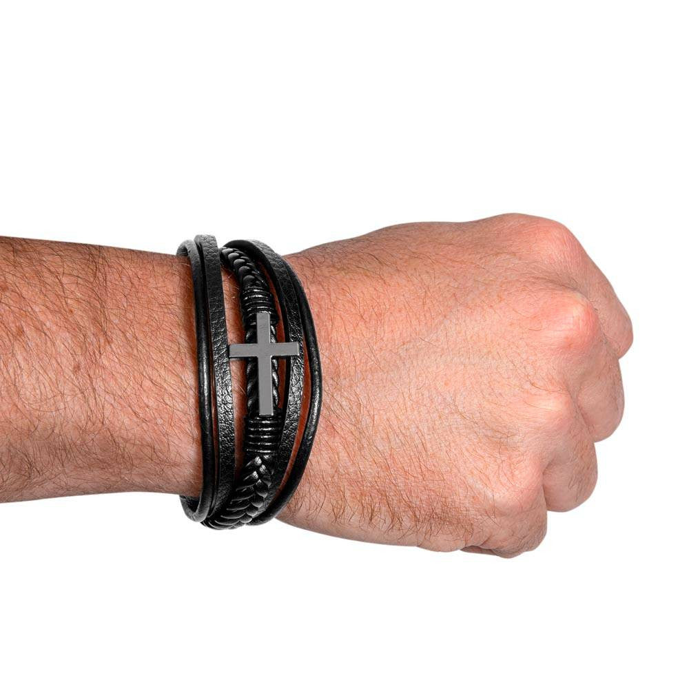 Leather Cross Bracelet - for Men