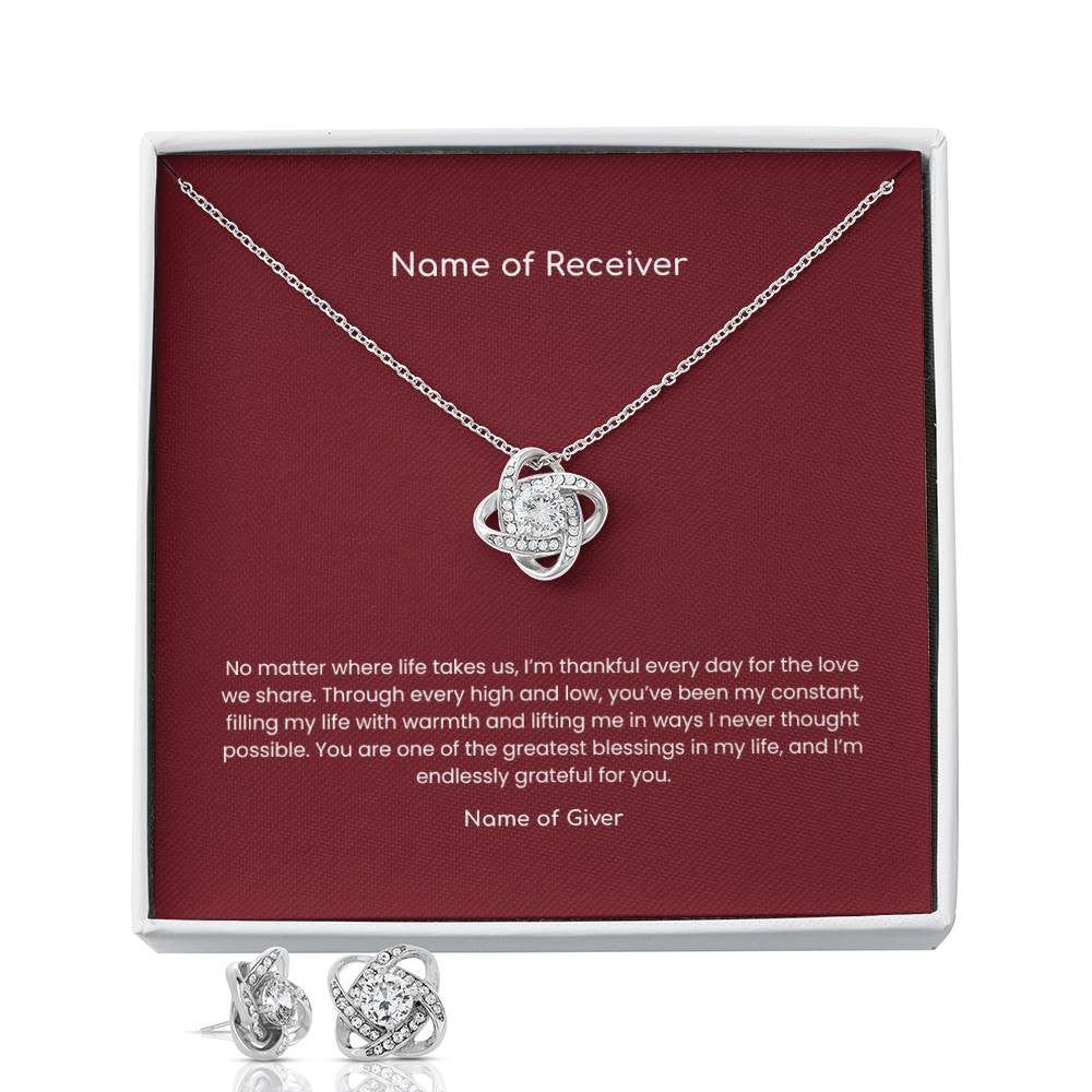 Love Knot Pendant & Earring Set Bundle - for Women