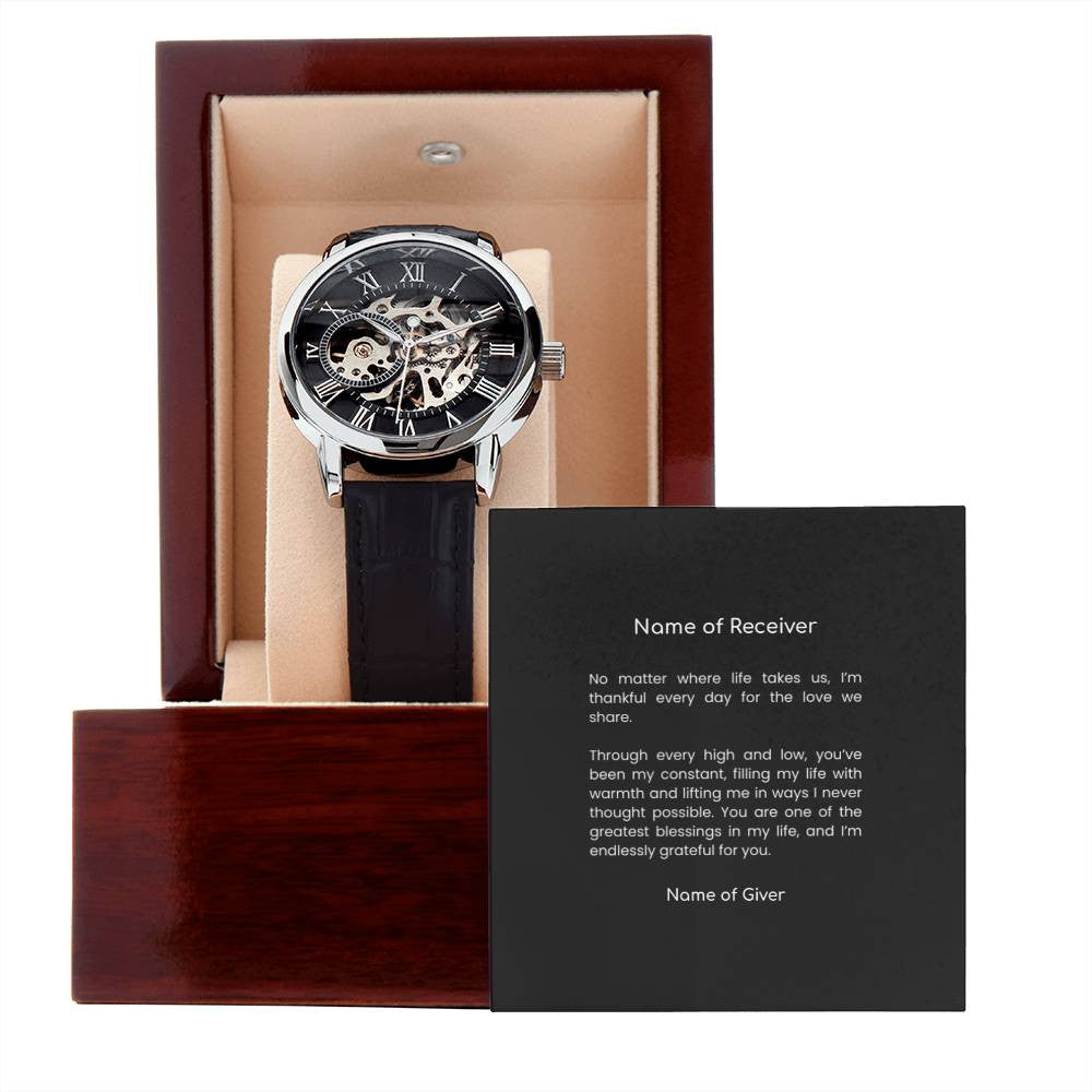 Skeleton Watch with Message Card - for Men