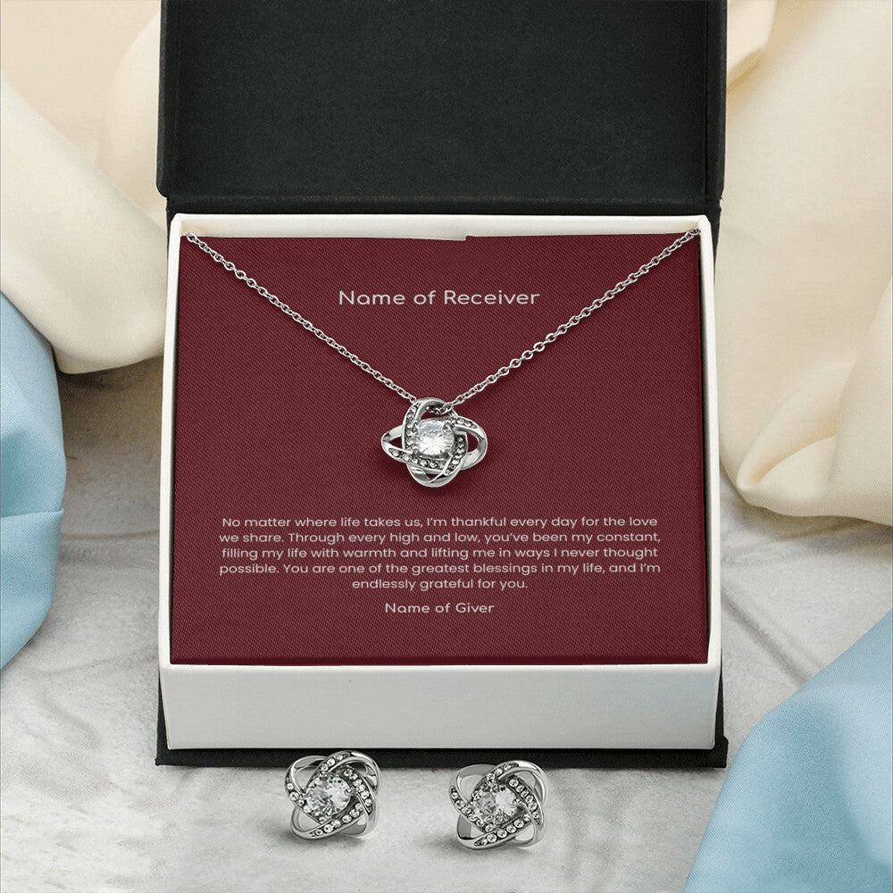 Love Knot Pendant & Earring Set Bundle - for Women