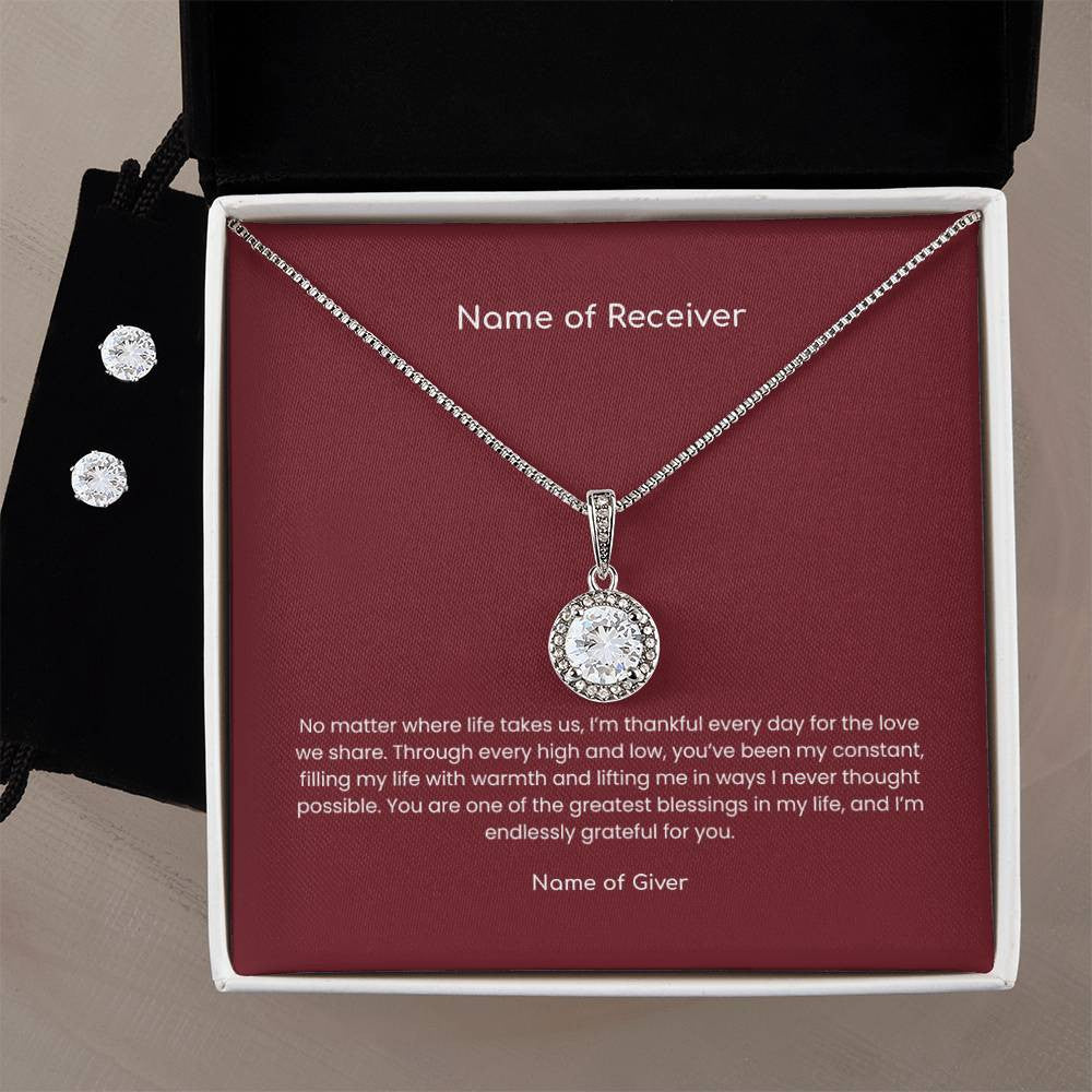 Eternal Hope Pendant and Clear CZ Earrings - for Women