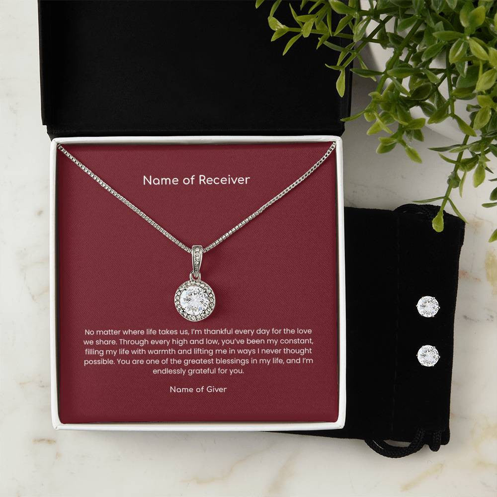 Eternal Hope Pendant and Clear CZ Earrings - for Women