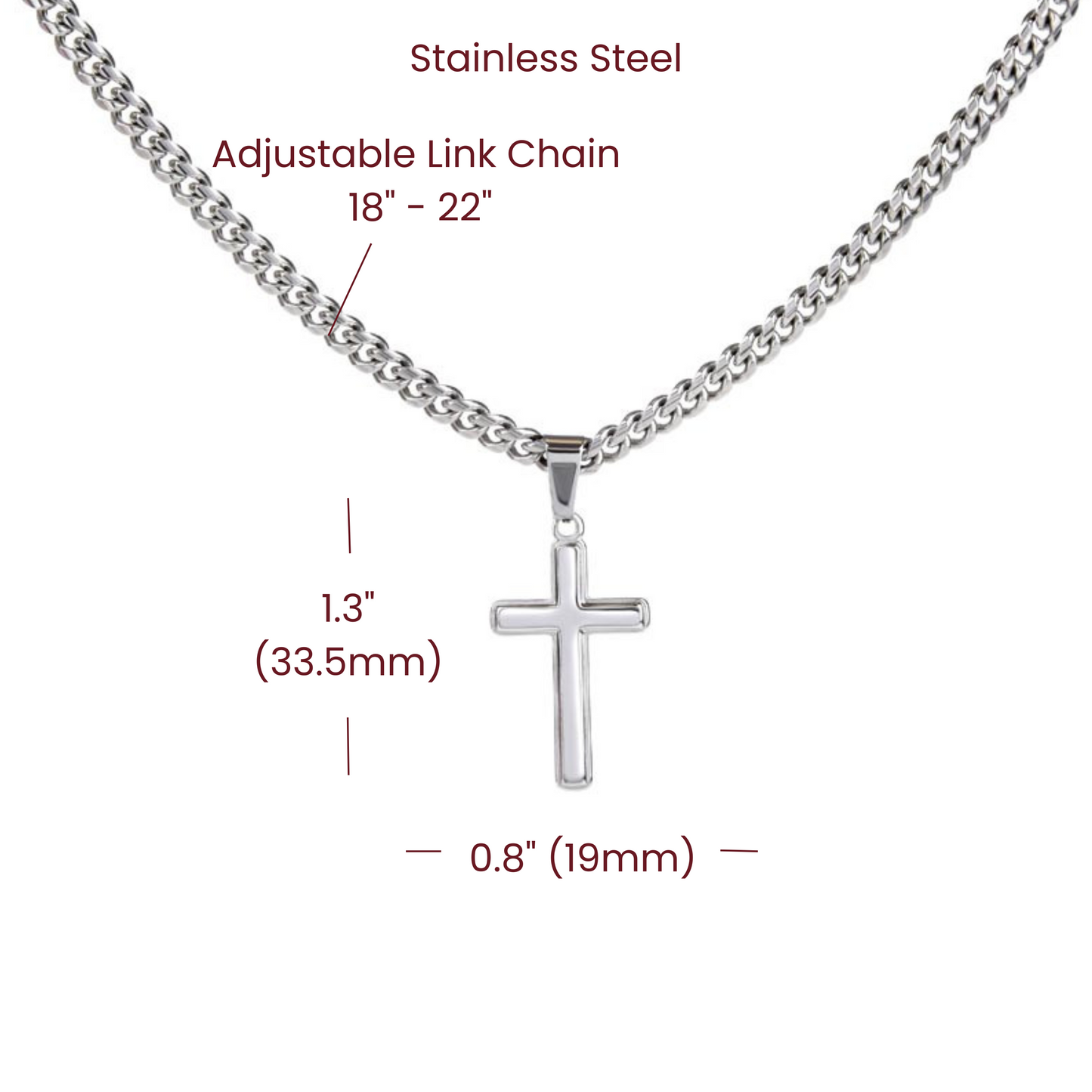 Cuban Link Cross Necklace with Message Card - for Men