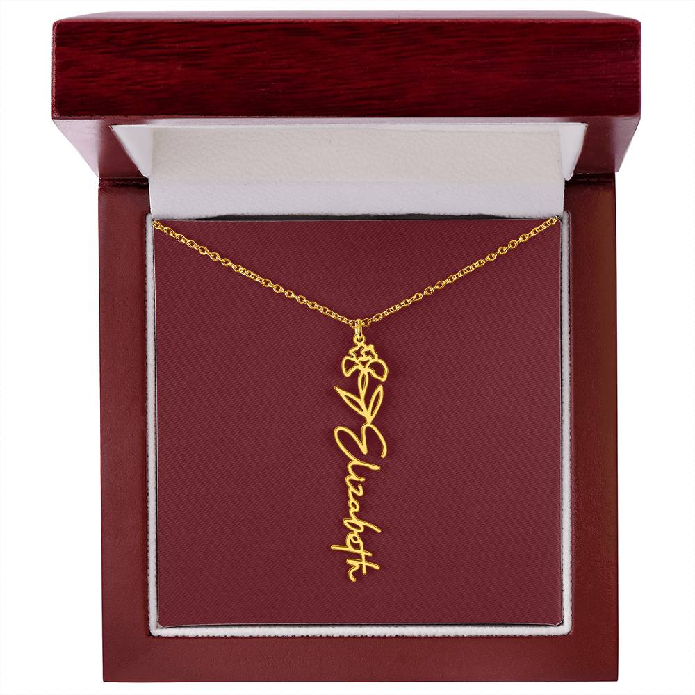 Custom Birth Flower Name Necklace - for Women