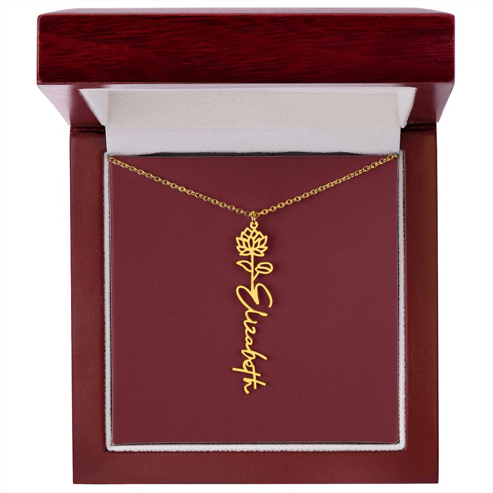 Custom Birth Flower Name Necklace - for Women