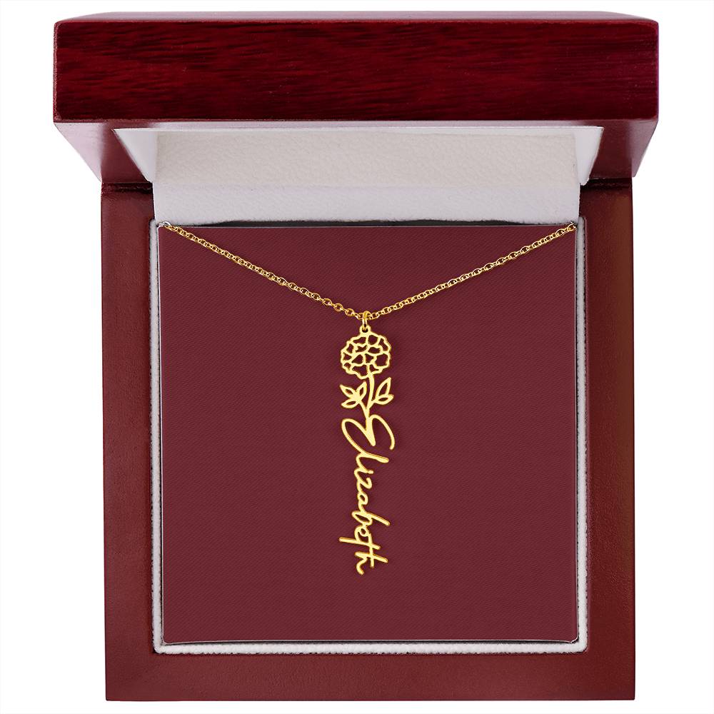 Custom Birth Flower Name Necklace - for Women