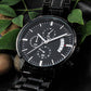 Personalized Engraved Black Chronograph Watch - for Men