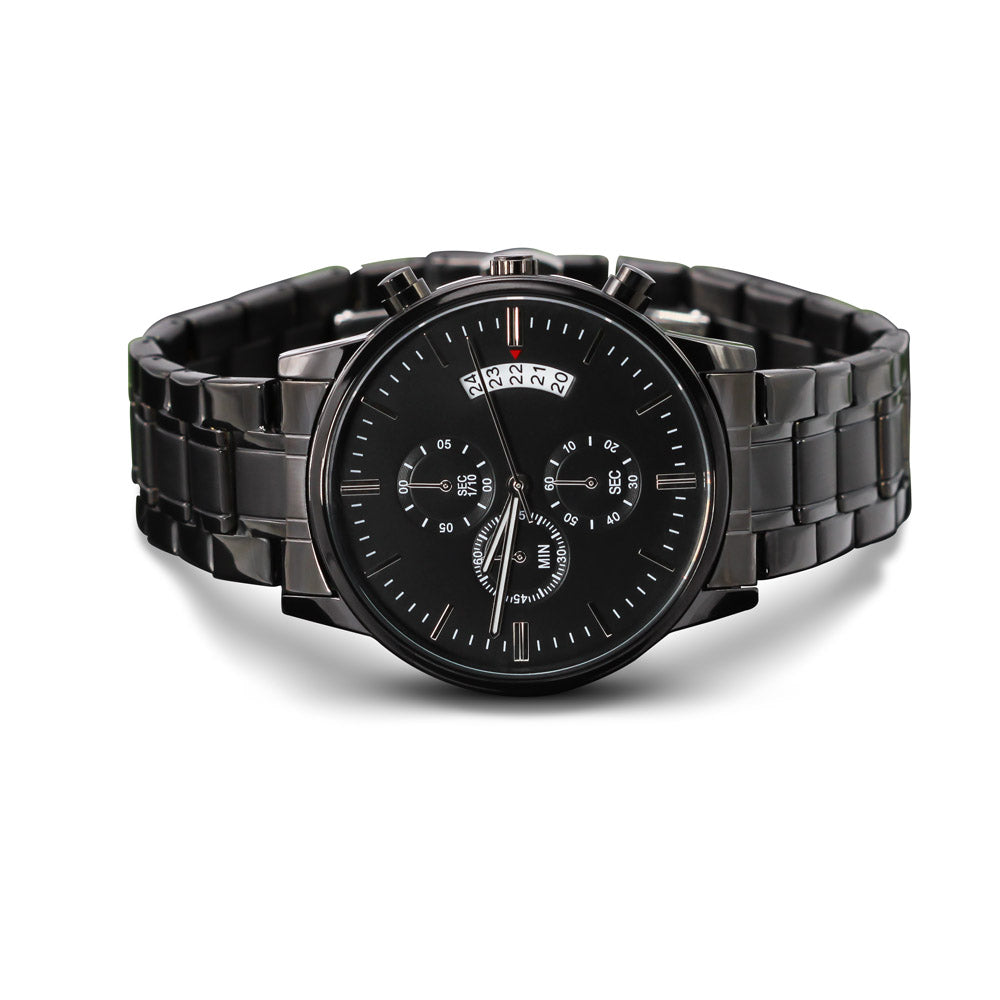 Personalized Engraved Black Chronograph Watch - for Men