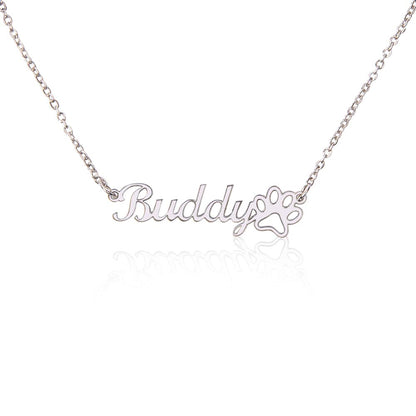 Custom Paw Print Name Necklace - for Women