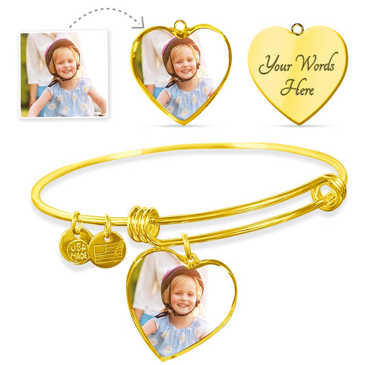Custom Heart Bangle Bracelet - for Women