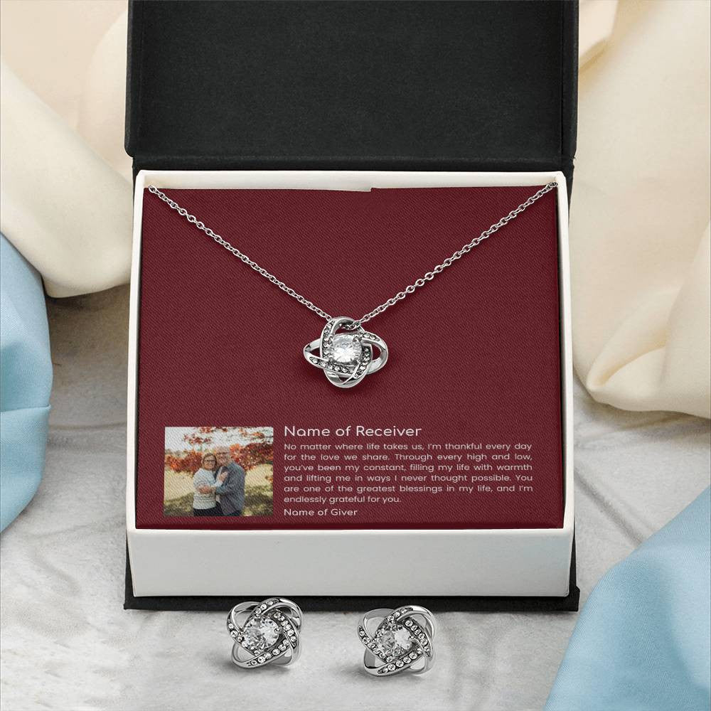 Love Knot Pendant & Earring Set Bundle - for Women