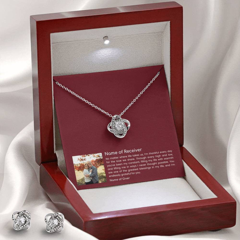 Love Knot Pendant & Earring Set Bundle - for Women