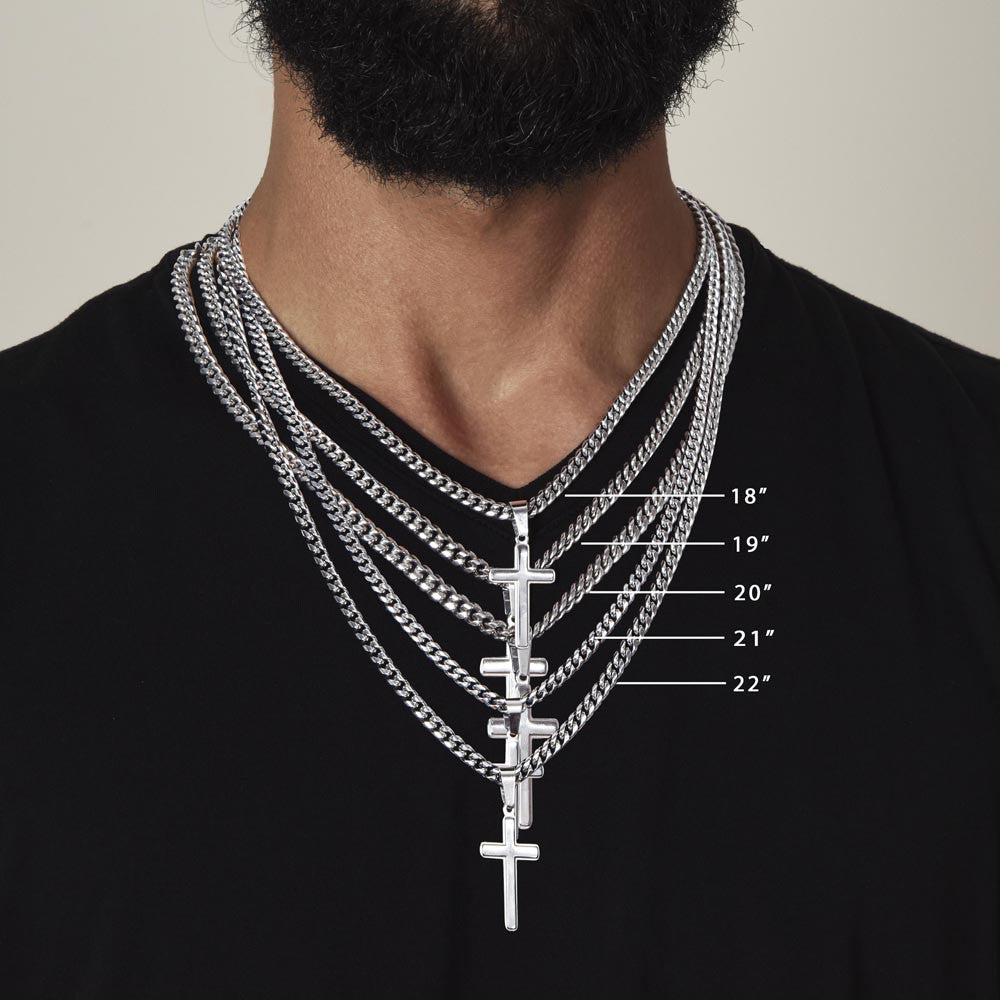 Cuban Link Cross Necklace with Message Card - for Men