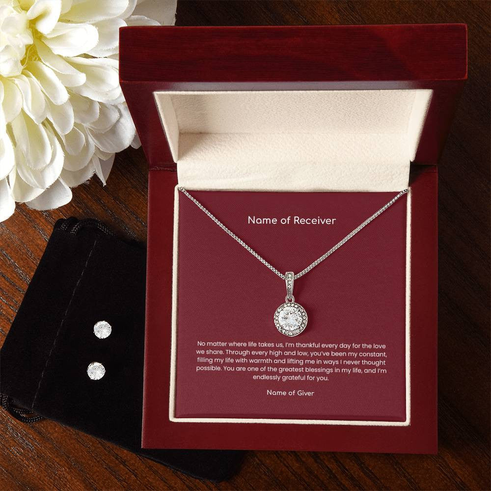 Eternal Hope Pendant and Clear CZ Earrings - for Women